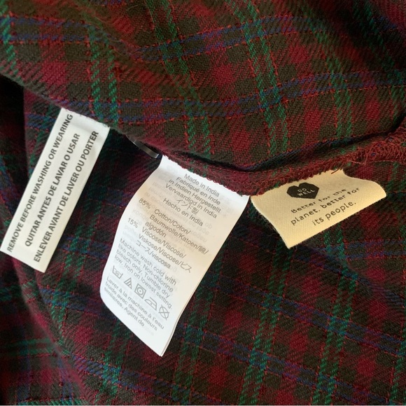 Madewell women shirt Medium Red Green Plaid Westlake Long sleeve button down - Picture 8 of 12